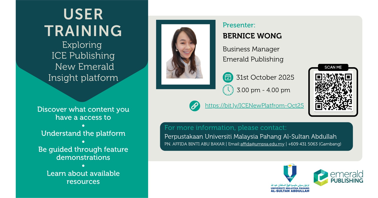 Kelas Pendidikan Pengguna Pangkalan Data Perkukuh Literasi Maklumat Warga UMPSA - 30 Okt 2025